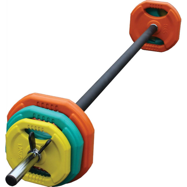 Штанга для аэробики и обрезиненные диски по 2 шт (1,25-2,5-5 кг) PROFI-FIT