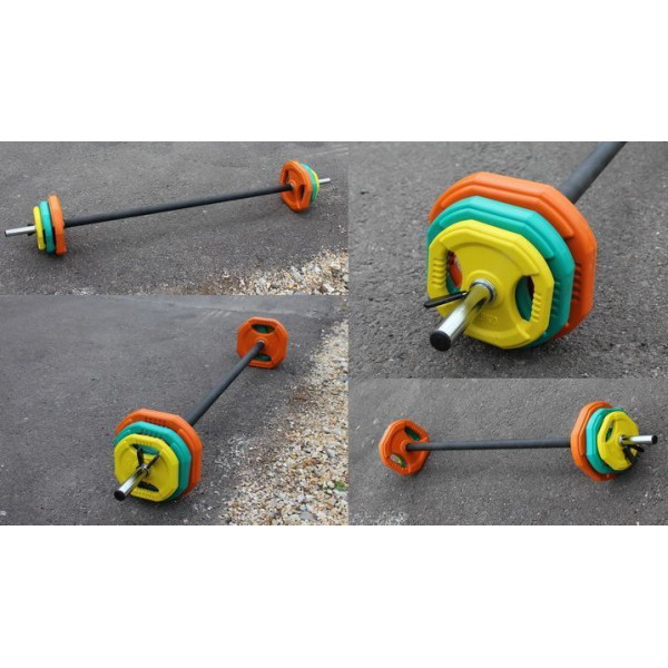 Штанга для аэробики и обрезиненные диски по 2 шт (1,25-2,5-5 кг) PROFI-FIT