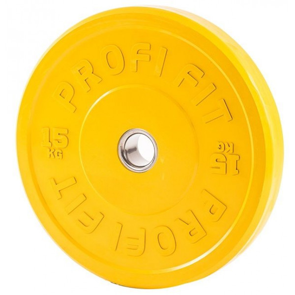 Диск для штанги каучуковый, цветной D51 мм PROFI-FIT 15 кг