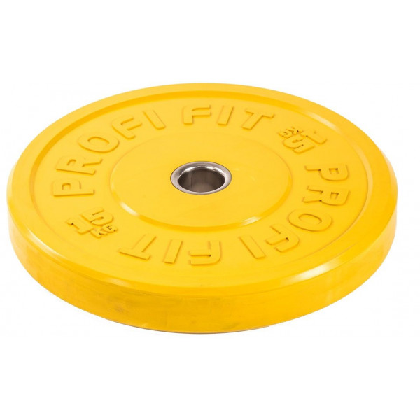 Диск для штанги каучуковый, цветной D51 мм PROFI-FIT 15 кг