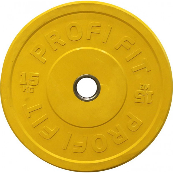 Диск для штанги каучуковый, цветной D51 мм PROFI-FIT 15 кг