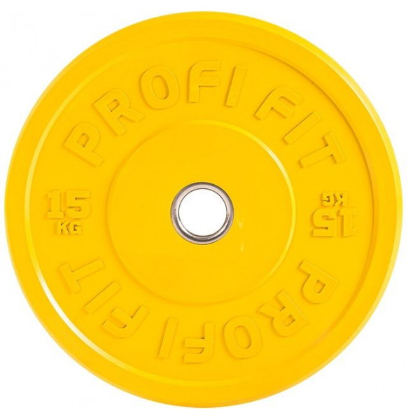 Диск для штанги каучуковый, цветной D51 мм PROFI-FIT 15 кг