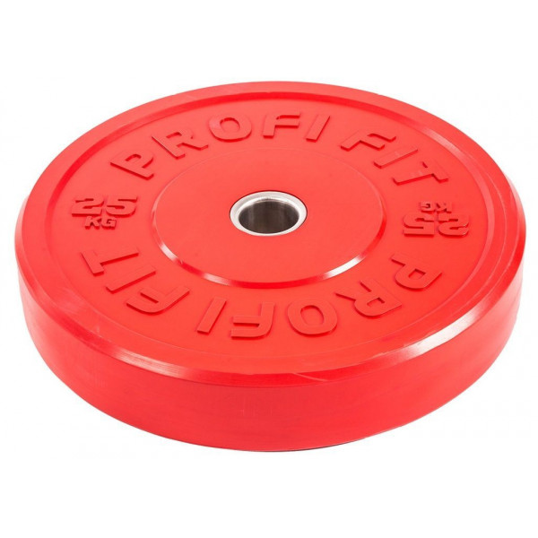 Диск для штанги каучуковый, цветной D51 мм PROFI-FIT 25 кг