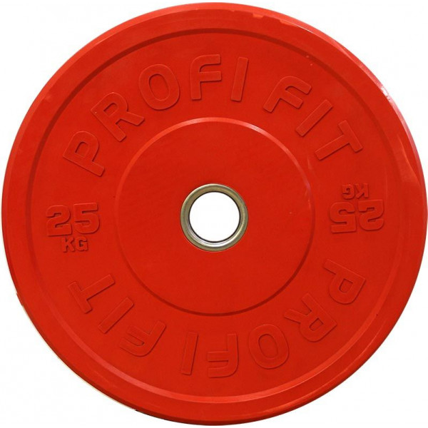 Диск для штанги каучуковый, цветной D51 мм PROFI-FIT 25 кг