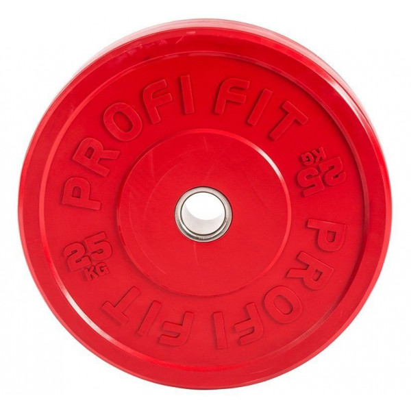 Диск для штанги каучуковый, цветной D51 мм PROFI-FIT 25 кг