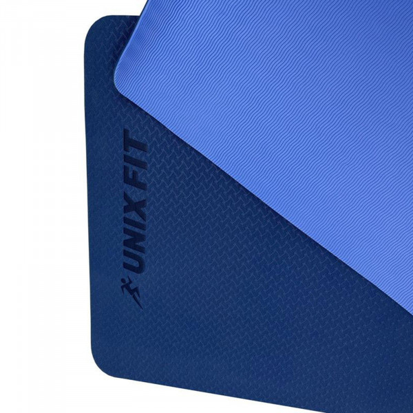 Коврик для йоги и фитнеса UNIX Fit двусторонний, 180 х 61 х 0,6 см, двуцветный, голубой