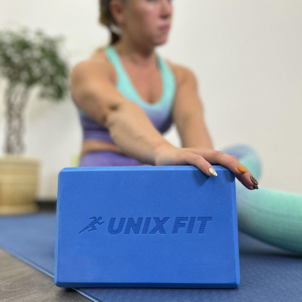 Блок для йоги и фитнеса UNIX Fit (200 г) 23 х 15 х 7 см, 1 шт, голубой