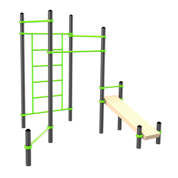 Воркаут (3 турника, шведская стенка, наклонная скамья, перекладина для отжиманий) W222