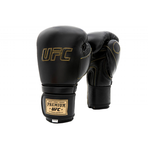 UFC Премиальные тренировочные перчатки на липучке чёрные - 16 Oz