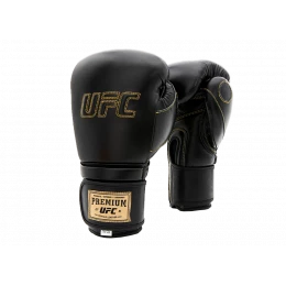 UFC Премиальные тренировочные перчатки на липучке чёрные - 18 Oz