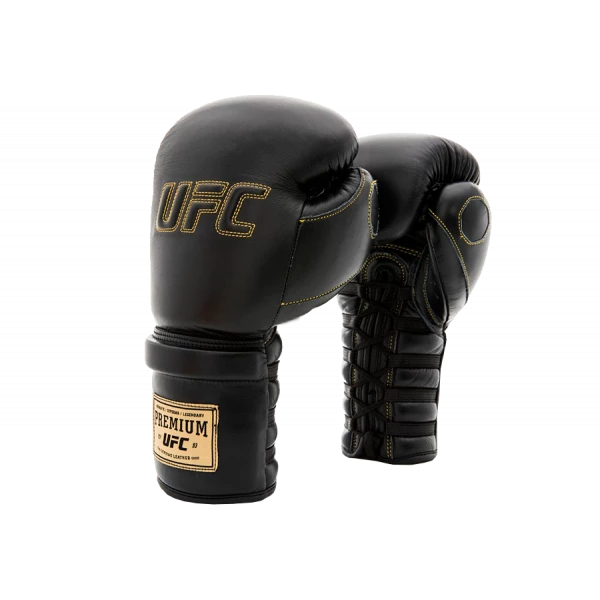 UFC Премиальные тренировочные перчатки на шнуровке черные - 14 Oz